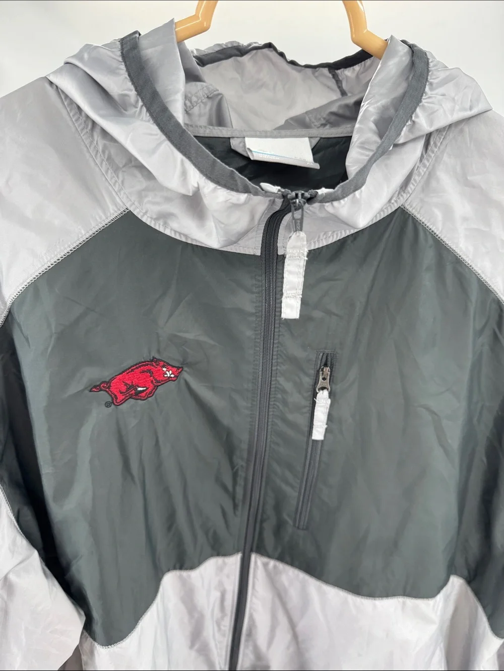 Columbia full zip Arkansas Razorbacks Two-Tone Gray Black Hooded Jacket XL